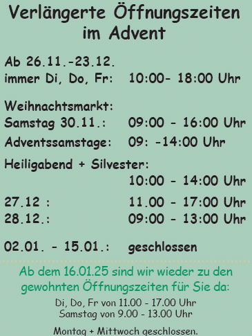 ffnungszeiten Advent 2024